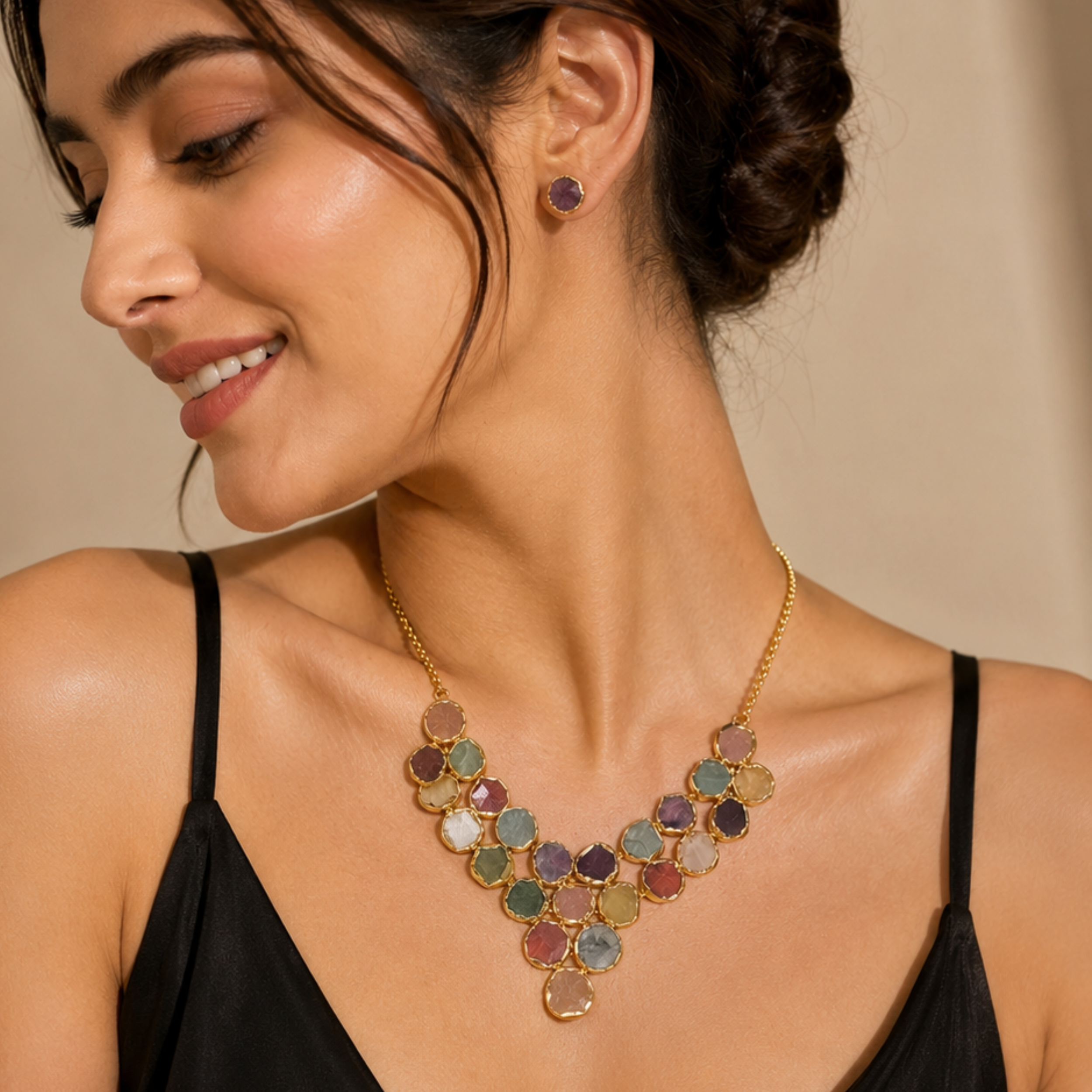 The Painted Garden Necklace & Studs Set