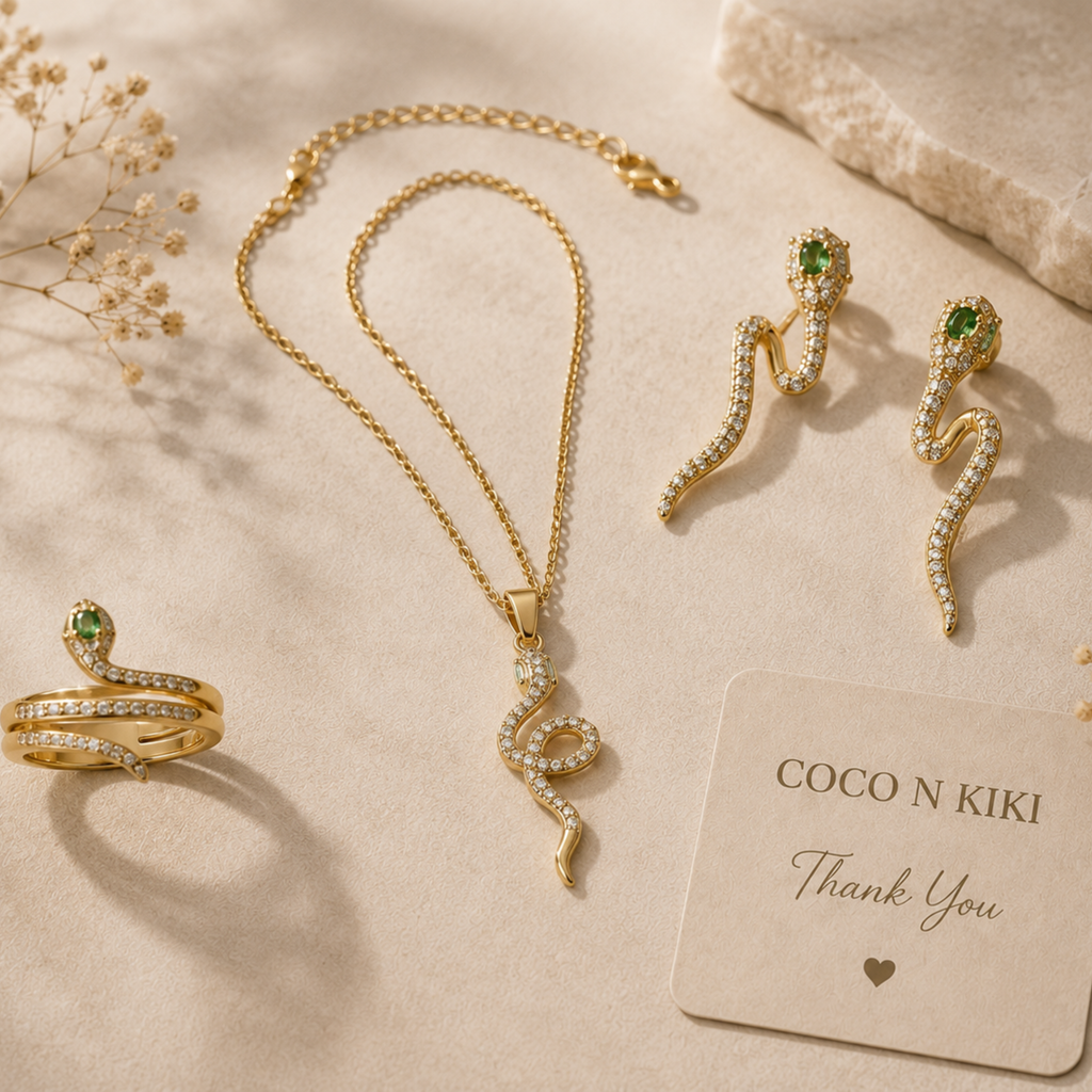 The Serpent Collection Necklace, Earrings & Ring Set