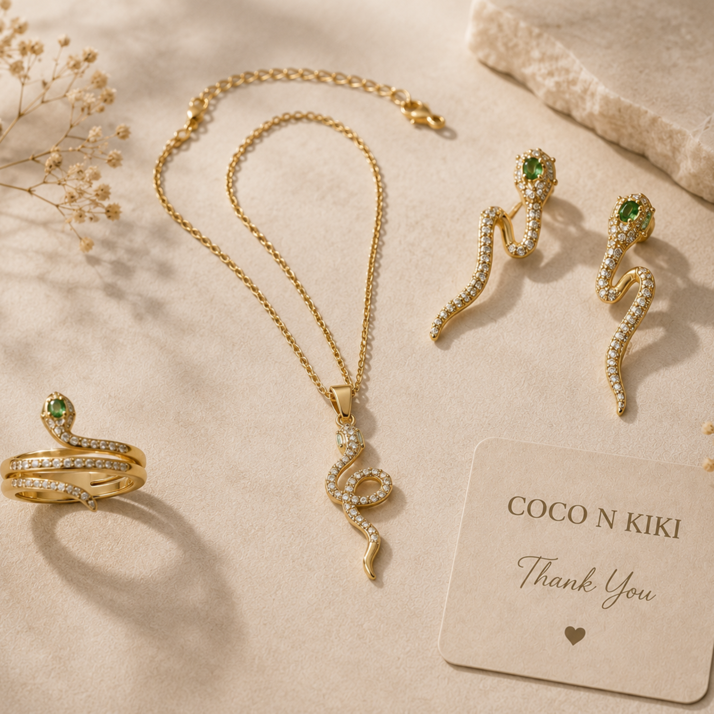 The Serpent Collection Necklace, Earrings & Ring Set