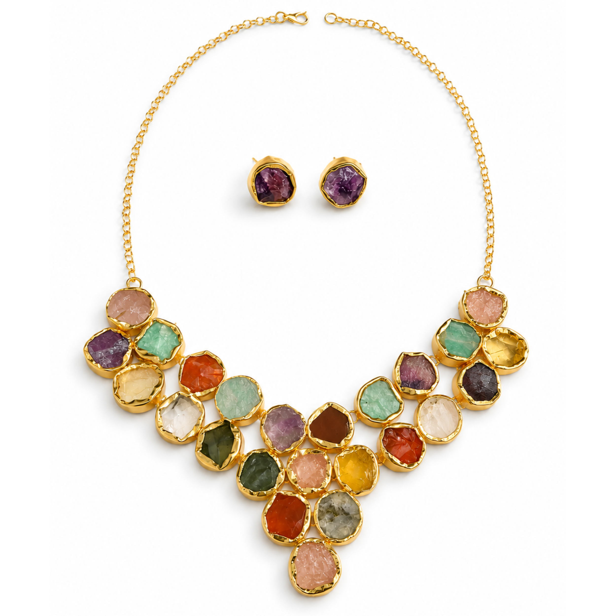 The Painted Garden Necklace & Studs Set