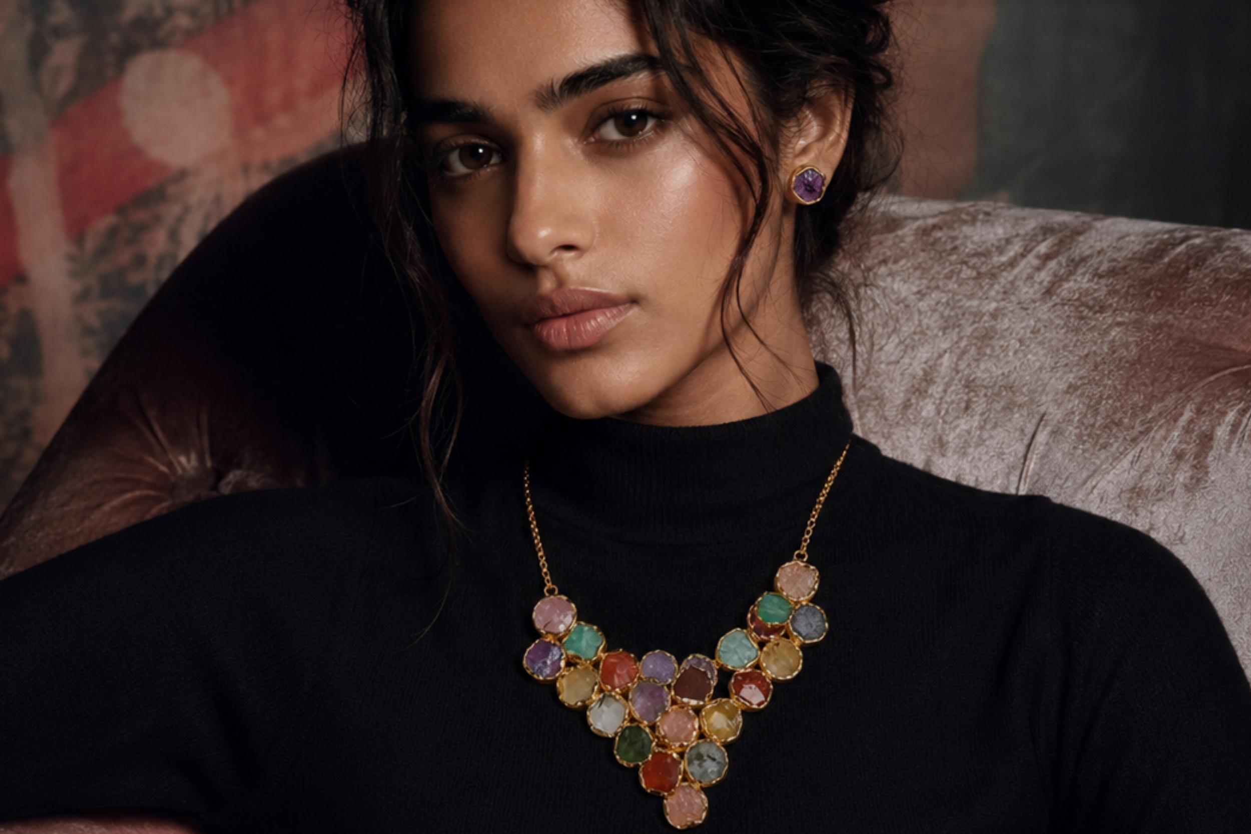 The Painted Garden Necklace & Studs Set