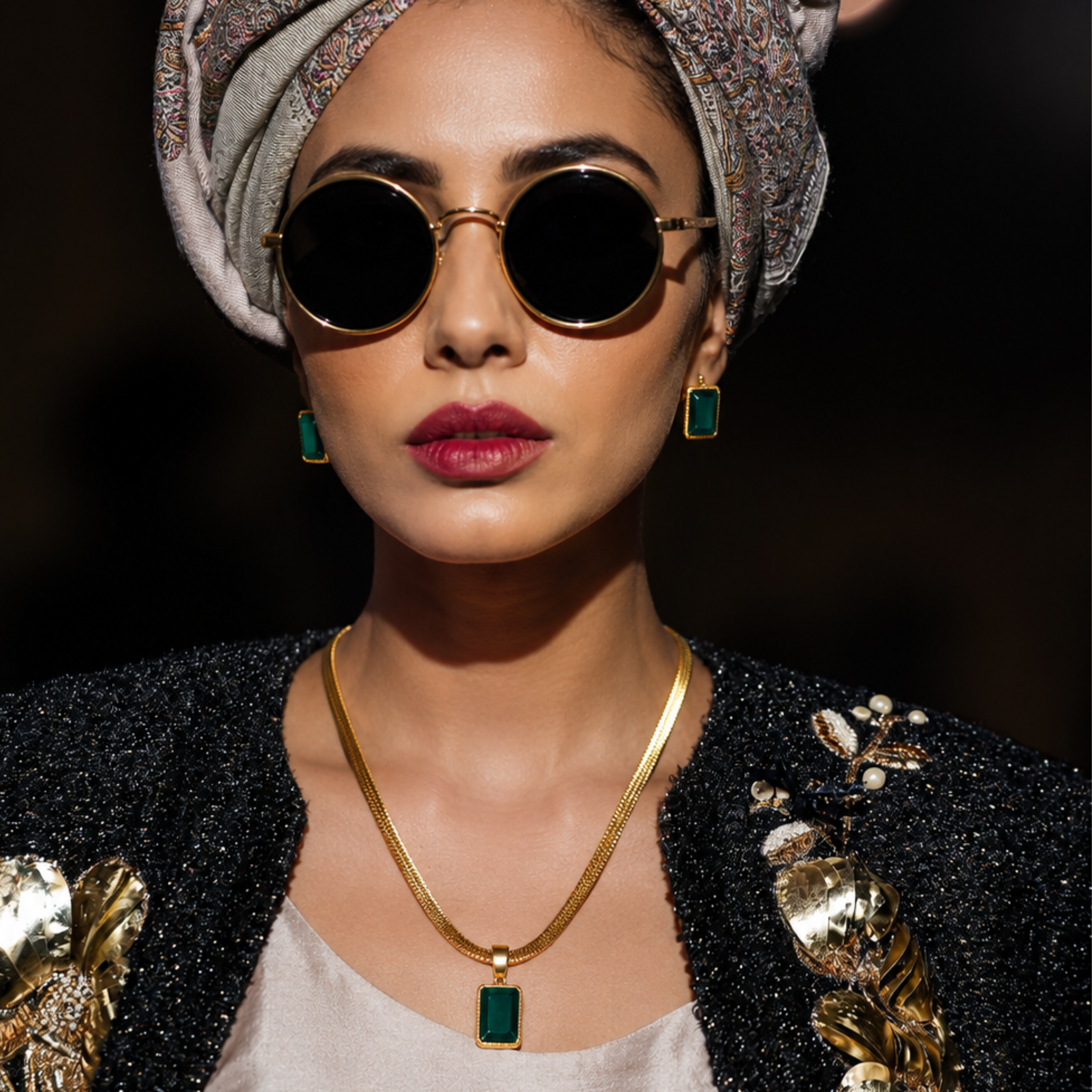 The Emerald Treasure Necklace & Studs Set